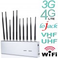 10 Antennas 12W Powerful 3G 4G WiFi Bluetooth LoJack UHF VHF GPS Signal Blocker