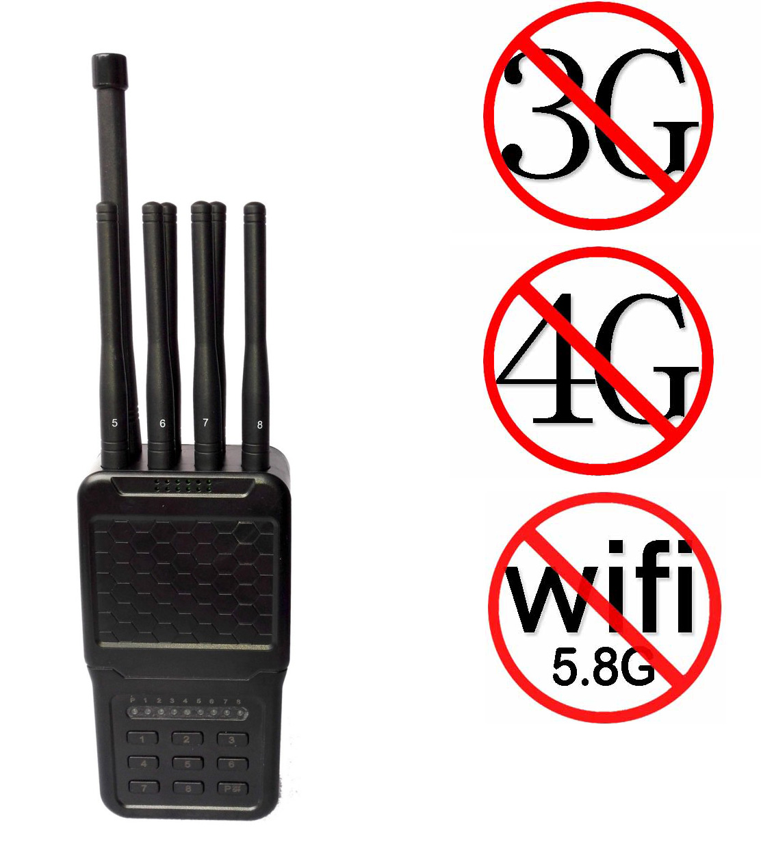 4W Powerful Selectable Portable 2G 3G 4G Phone Jammer and All WiFI